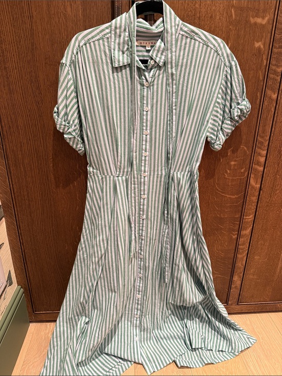 XiRENA Dresses & Skirts - XiRENA Green & White Striped Button-Up dress